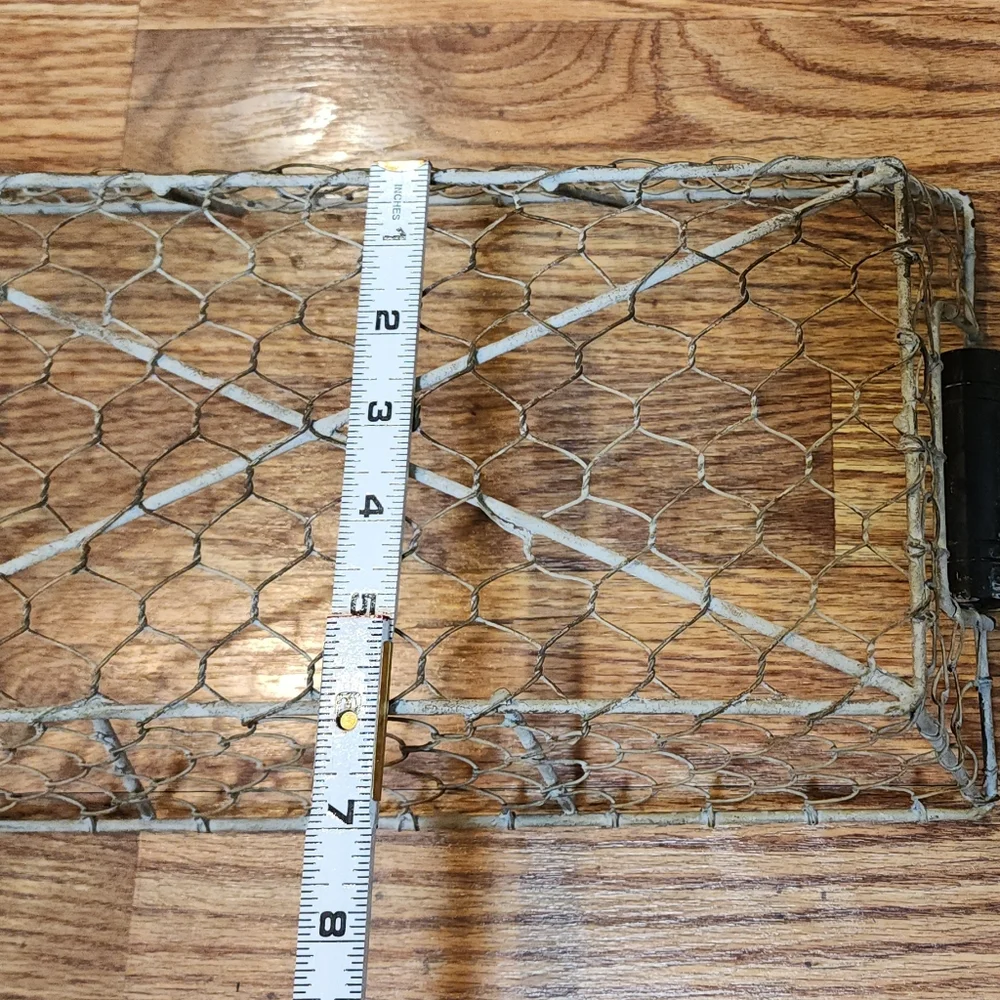 Vintage Chicken Wire Basket with Black Handles